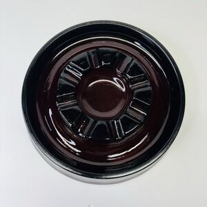 Vtg Mid Century Modern Dark Amber Round Glass Ashtray Sunburst Cigar Cigarette